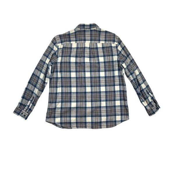 L.L.Bean Flannel‎ Shirt Mens XL Blue Brown Plaid Button-Down Cotton - Picture 2 of 5
